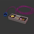 Retro Game Controller With Black Cable Directional Pad And Red Black Buttons As Household Item 3d model