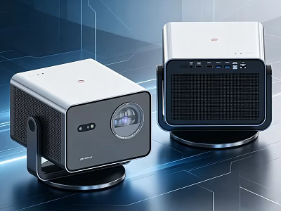 Modern Projection Monitoring Projector With High Definition Lens And Sleek Metal Design 3d model