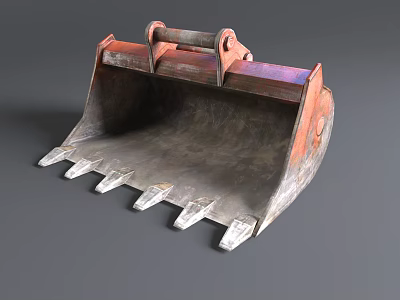 Worn Metal Excavator Bucket With Sharp Teeth For Construction Equipment 3d model