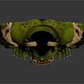 Fierce Green Orc Game Movie Character With Horned Viking Helmet Skull Necklace And Armor Bracers