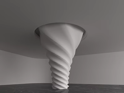 Sleek White Spiral Column Design In Modern Interior With Black Marble Base 3d model