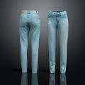 Light Blue Distressed Jeans With Front And Back View Featuring Slim Fit And Ripped Details