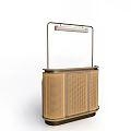 Modern Minimalist Reception Desk With Metal Frame Woven Panels And Overhead Light