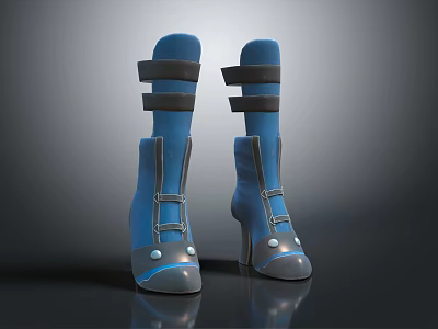 Blue High Heel Shoes With Sleek Design And Adjustable Straps For Modern Look 3d model