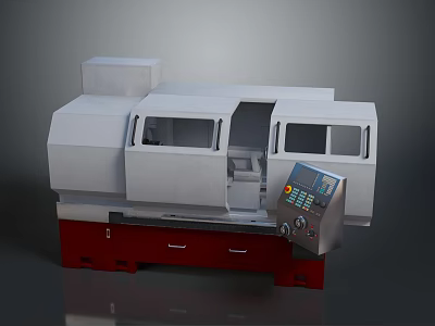 3D Model Red Base Storage Cabinet With Drawers And Metal Structure 3d model