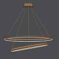Modern Circular Chandelier With Double Illuminated Rings And Metallic Finish For Contemporary Interior Spaces