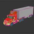 Red Semi Truck With White Cargo Trailer On Reflective Surface 3d model
