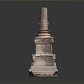 Classical Stone Column With Ornate Carved Base And Intricate Architectural Details