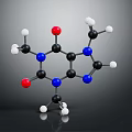 Molecular Structure Model 3D Rendering With Black Carbon Red Oxygen Blue Nitrogen White Hydrogen Atoms