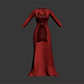 Red Long Evening Gown With Elegant Design And Lace Detailing