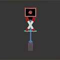 Railroad Crossing Signal Structure With Red Barrier And Warning Light Design