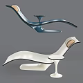 Modern Lounge Chair Design With Blue White Frame Textured Cushion And Side Table