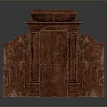 Classical Red Marble Decorative Structure With Carved Columns And Ornate Top Design