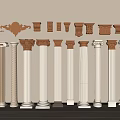 Classical Roman Columns With Various Styles Decorative Capitals And White Beige Tones