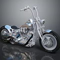 Custom Chrome Motorcycle With Classic Design Black Silver Wheels And Engine 3d model