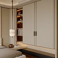 Elegant Modern Wardrobe Design With Fabric Doors Metal Handles And Built-in Lighting