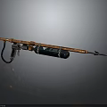 Orange And Black Weapon With Metal Barrel Grip And Cylindrical Tank Design