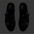Vintage Leather Casual Shoes With Double Straps And Metal Buckles In Dark Brown Tone