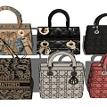 Trendy Designer Handbags With Various Colors Embroidered Details Quilted Patterns And Metal Hardware