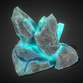 Decorative Ornament Set Featuring Crystal Clusters Rock Base and Blue Glowing Light 3d model