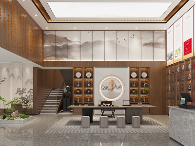 New Chinese Teahouse Front Desk 3d model