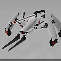 Futuristic White Mechanical Spider Design With Multiple Legs And Red Accents 3d model