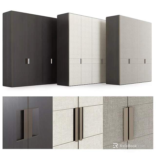 Minimalist Modern Wardrobe Design With Dark And Light Panels And Sleek Handles 3d model 