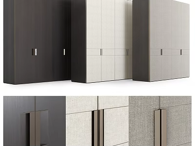 Minimalist Modern Wardrobe Design With Dark And Light Panels And Sleek Handles 3d model