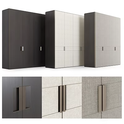 Minimalist Modern Wardrobe Design With Dark And Light Panels And Sleek Handles 3d model