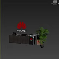 Huawei Office Setup With Essential Office Appliances Printer Phone And Green Plant
