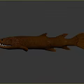 Brown Fish Model With Hair Like Body Texture And Open Mouth Showing Teeth