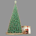 Shopping Mall Lobby Featuring Large Christmas Tree Ornaments Gift Boxes And Merry Christmas Sign