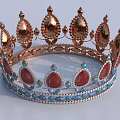 Elegant Golden Crown Jewelry with Red and Blue Gemstones Decorative Ornate Royal Headpiece