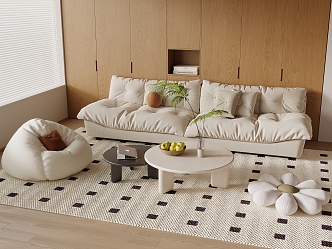 Cream wind sofa combination lazy sofa side a few corners 3d model