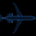 Passenger Plane Blue Wireframe Design On Black Background With Structural Details 3d model