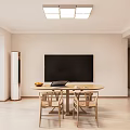 Modern Warm Living Dining Room Interior With Sofa Dining Table Abstract Art And Potted Plant