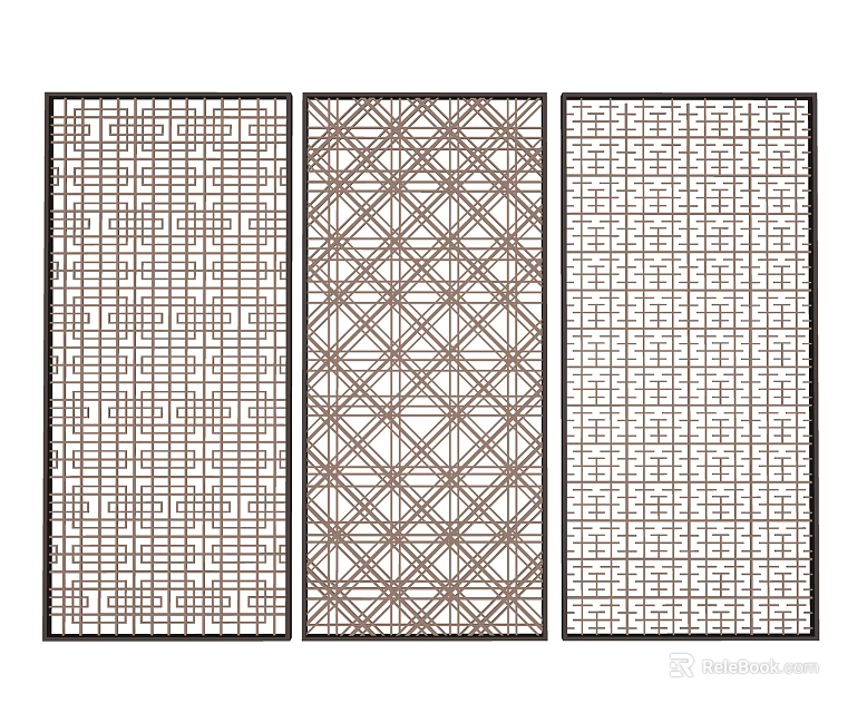 Decorative Room Dividers With Various Geometric Patterns For Interior Design 3d model