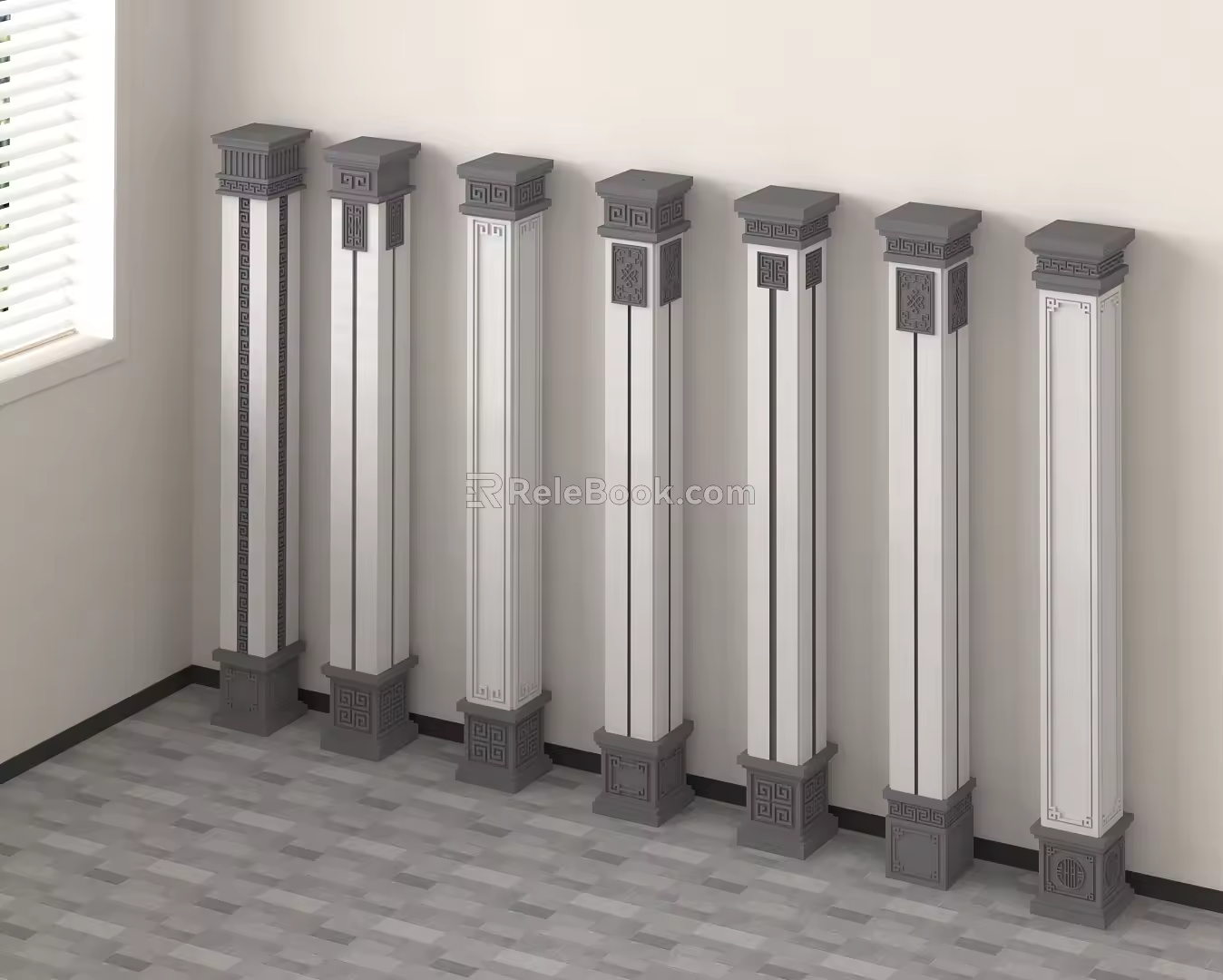 New Chinese Style Column Corner Column Roman Column 3d model