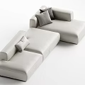 White Modular Multi Person Sofa With Modern Design And Comfortable Cushions 3d model