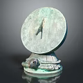 Bronze Sundial With Turtle Base And Roman Numerals On Reflective Surface