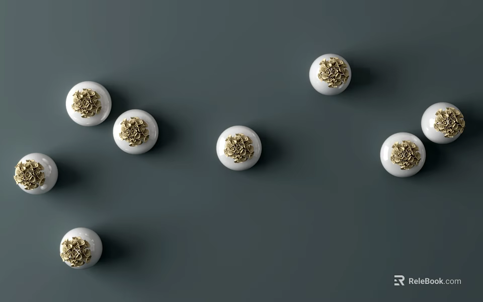 Stylish White Circular Wall Decor With Intricate Gold Patterns On Gray Background 3d model