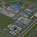 Modern Large Scale Industrial Plant With Blue Roofs Green Surroundings And Road Network