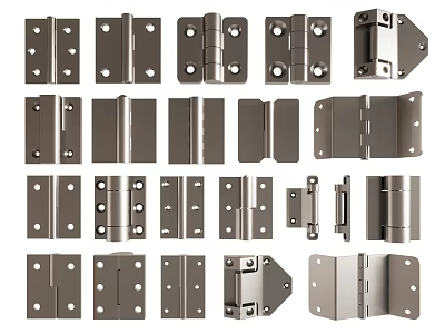 Variety Of Metal Hinges Showing Different Designs And Types 3d model