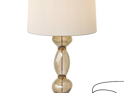 Elegant Table Lamp With Beige Fabric Shade And Clear Glass Base With Gold Accents 3d model