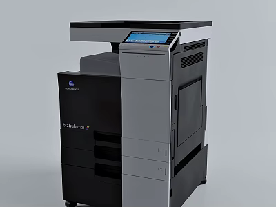 Konica Minolta Multifunctional Printer Copier With Black Gray Design LCD Display And Layered Cabinet 3d model