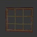 Architectural Rusty Red Brown Metal Window Frame With Grid Pattern And Vintage Industrial Style 3d model