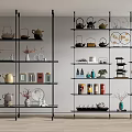 New Ornaments Combination Bookshelf Bookcase Teapot 3d model