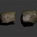 Two Natural Stones Covered In Green Moss With Rough Textured Surface