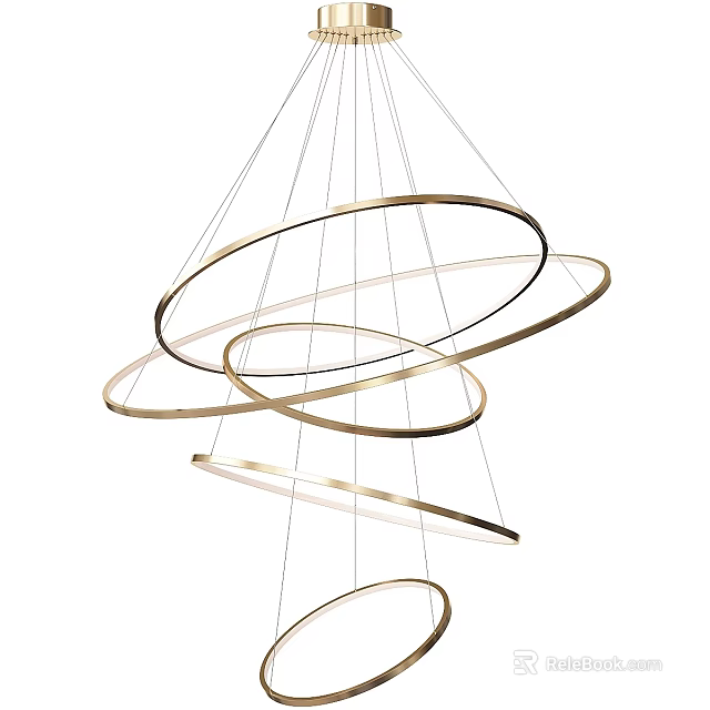 Modern Gold Circular Ring Chandelier With Multi Layer Hanging Design For Interior Lighting 3d model