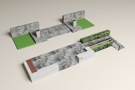 Modern Steps Ramp Landscape Steps 3d model